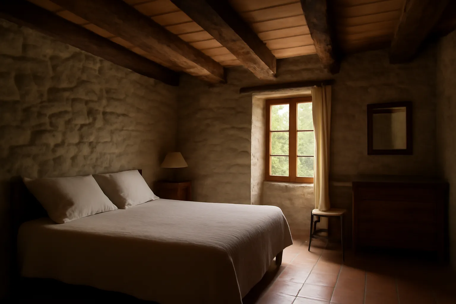 Chambre d'hôtes traditionnelle dans une ferme en pierre des Cévennes