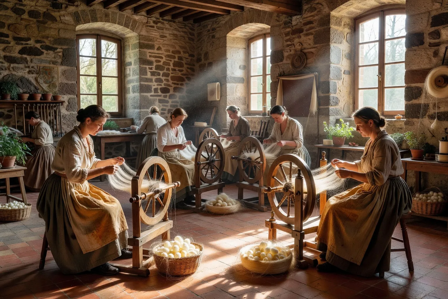 Artisanat textile cévenol : filature de la soie au XIXe siècle