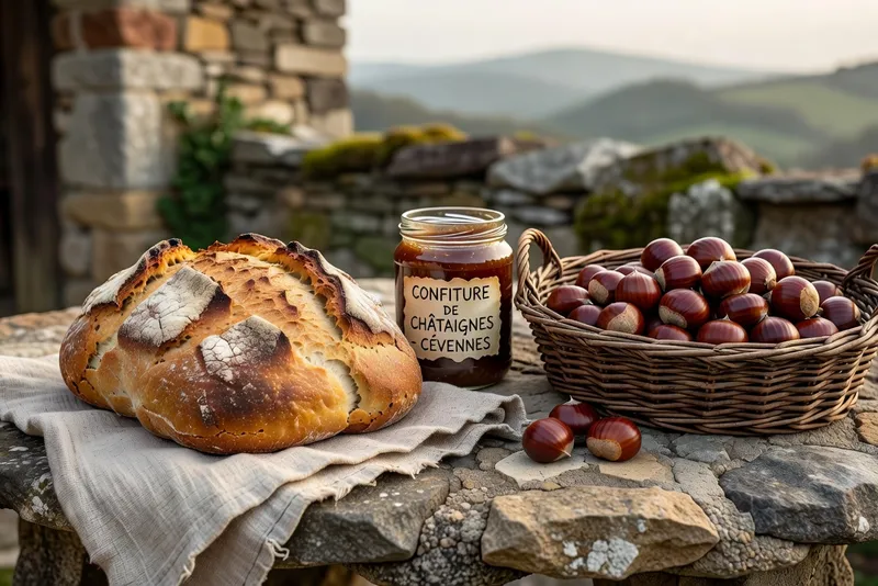 Table de gastronomie cevenole : pelardon, miel et chataignes