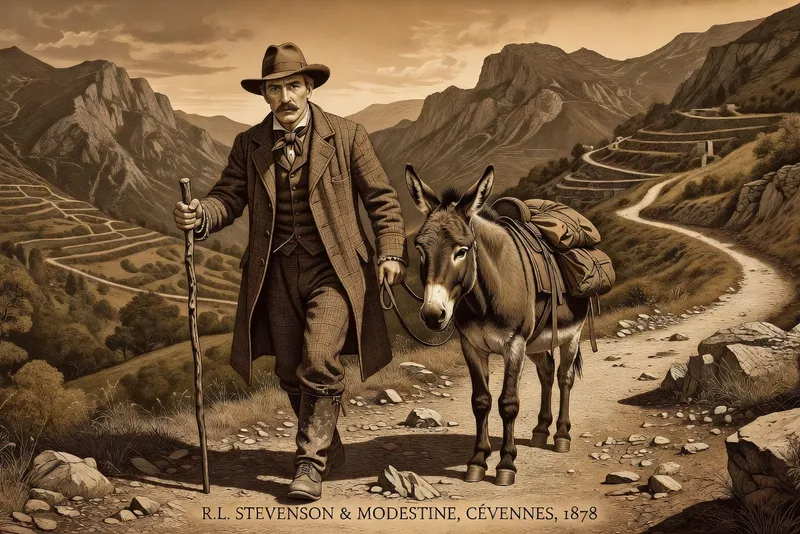 Stevenson et Modestine sur le chemin des Cevennes, 1878